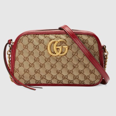 Gucci GG Marmont Small Camera Bag in Canvas with Red Trim GGBS10283