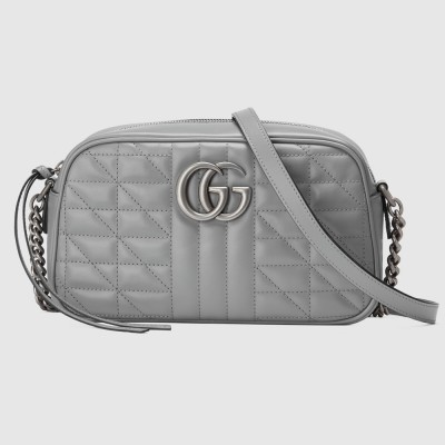 Gucci GG Marmont Small Camera Bag in Grey Matelasse Leather GGBS10285