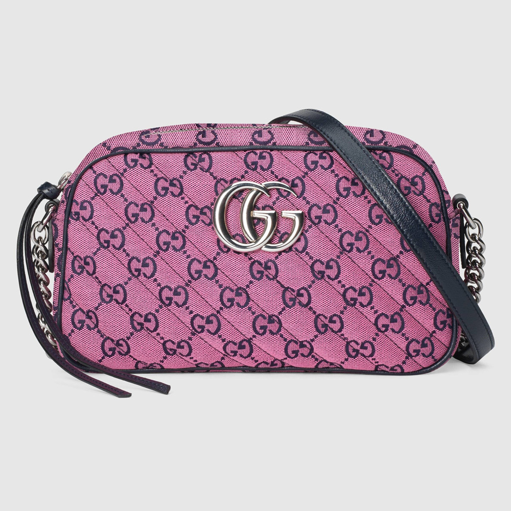 Gucci GG Marmont Small Camera Bag in Pink GG Canvas GGBS10292