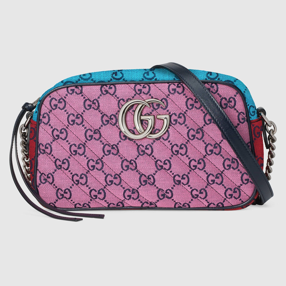 Gucci GG Marmont Small Camera Bag in Pink GG Multicolor Canvas GGBS10293