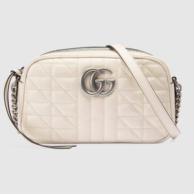 Gucci GG Marmont Small Camera Bag in White Matelasse Leather GGBS10299