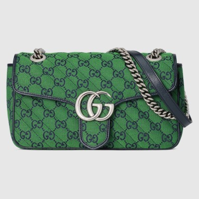 Gucci GG Marmont Small Shoulder Bag in Green GG Canvas GGBS10386