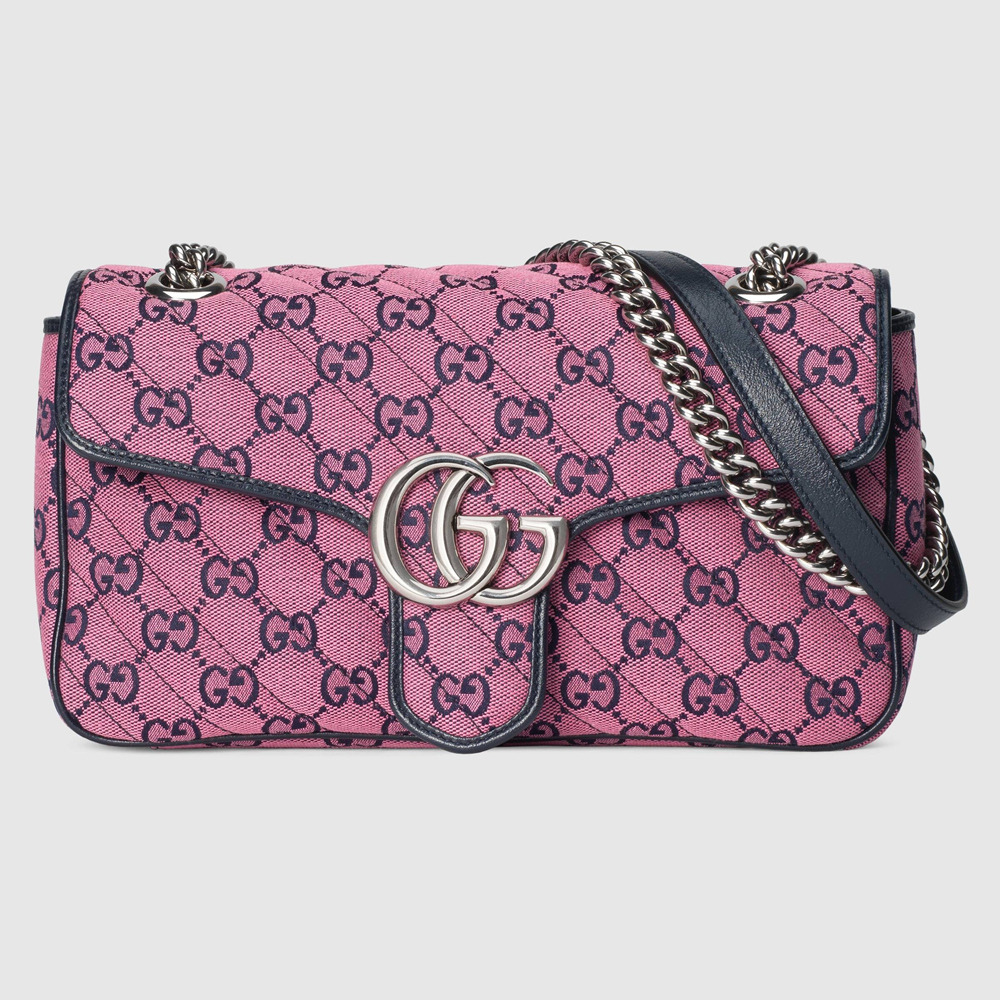 Gucci GG Marmont Small Shoulder Bag in Pink GG Canvas GGBS10400