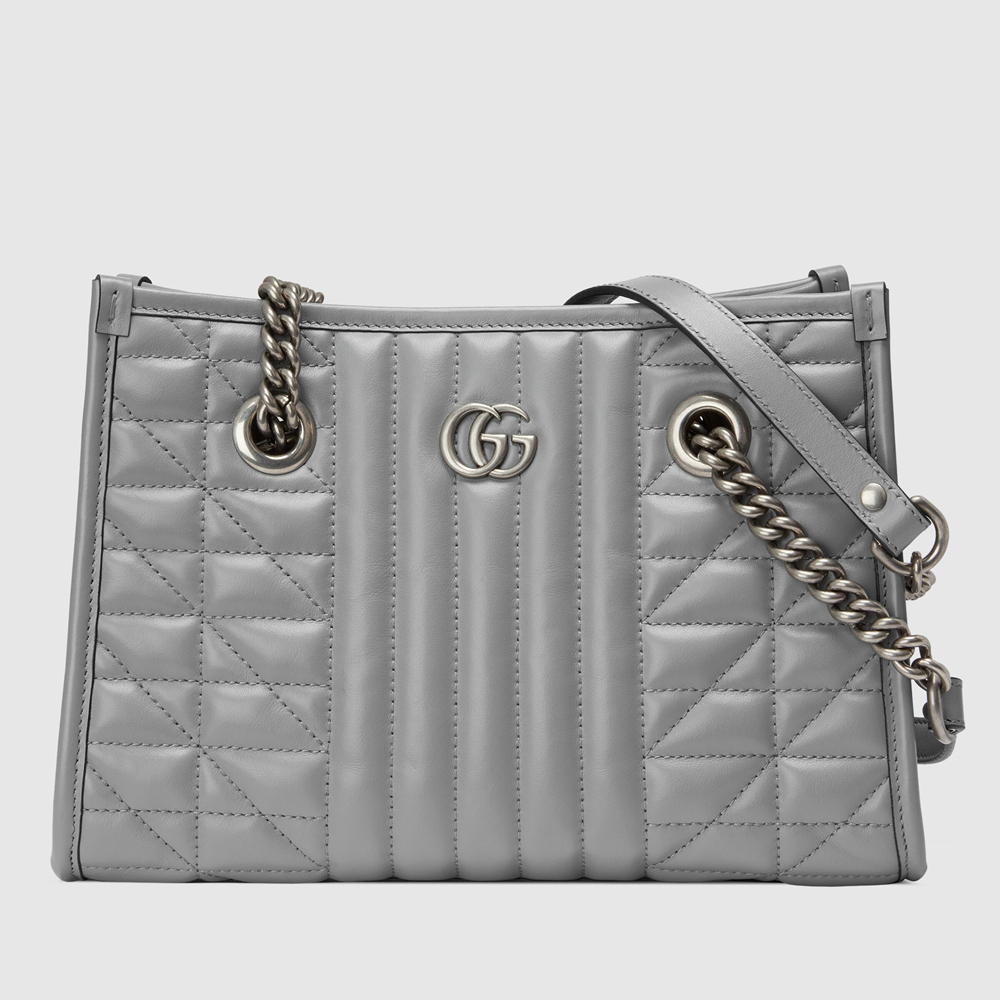 Gucci GG Marmont Small Tote in Grey Matelasse Leather GGBS10433