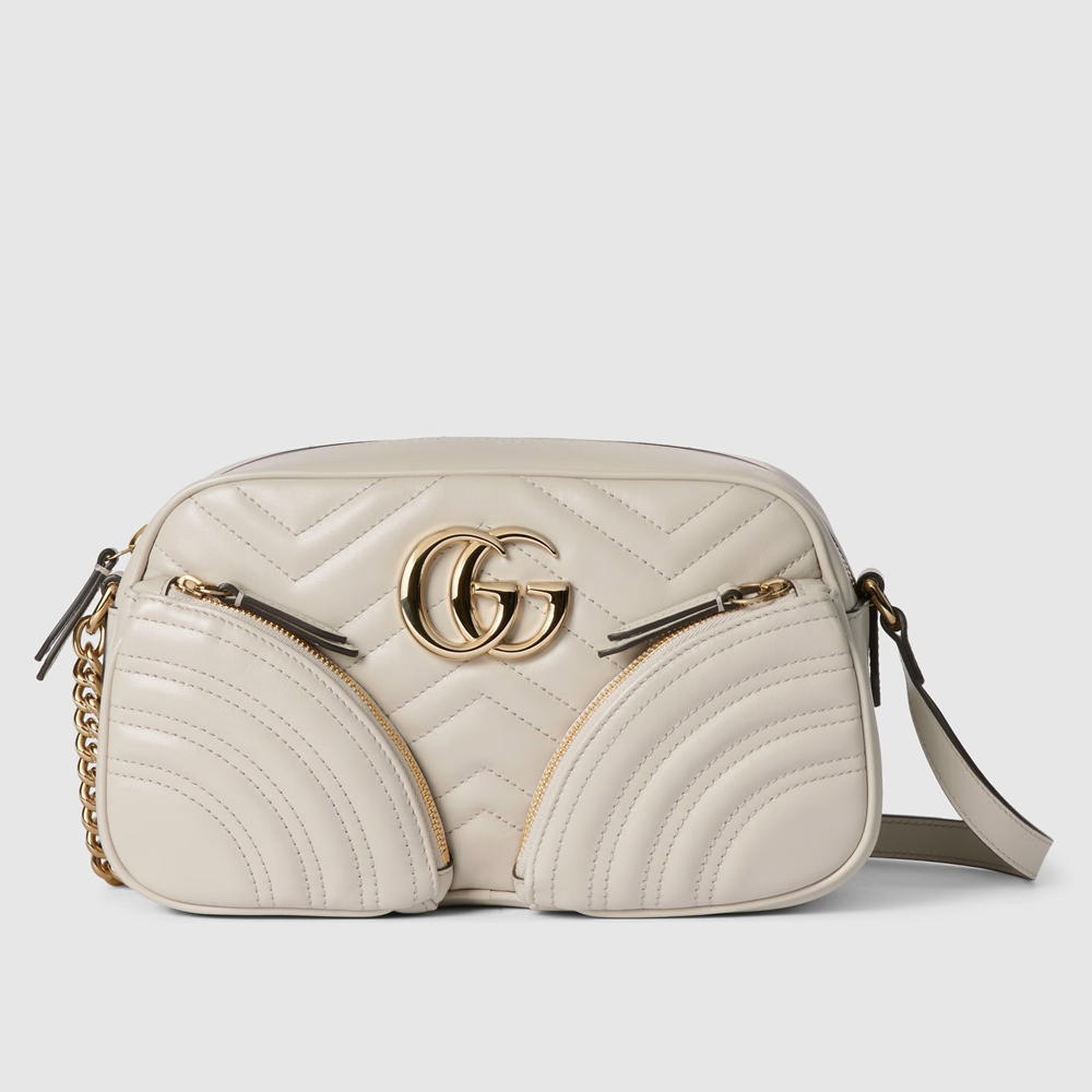 Gucci GG Marmont Small White Bag with Front Pockets GGBS10329