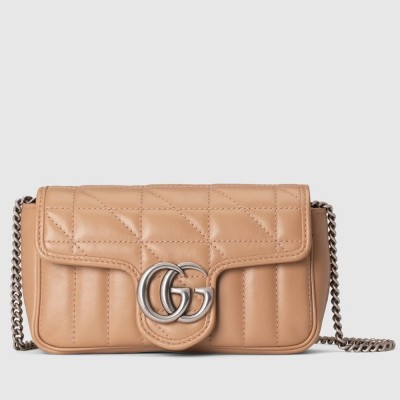 Gucci GG Marmont Super Mini Bag in Rose Beige Matelasse Leather GGBS10343