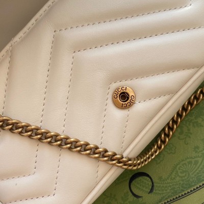 Gucci GG Marmont Super Mini Bag in White Chevron Leather GGBS10344