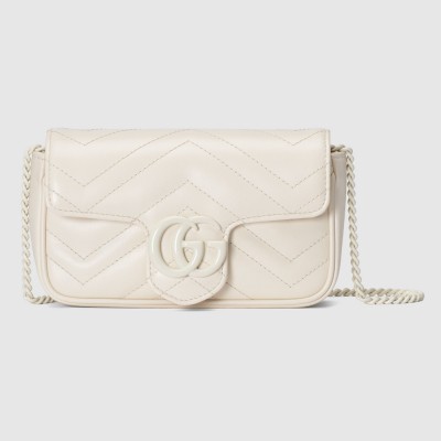 Gucci GG Marmont Super Mini Bag in White Matelasse Calfskin GGBS10345