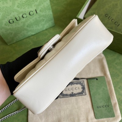 Gucci GG Marmont Super Mini Bag in White Matelasse Leather GGBS10346