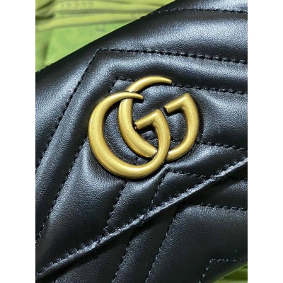 Gucci GG Marmont Trifold Wallet In Black Matelasse Leather GGBS10938