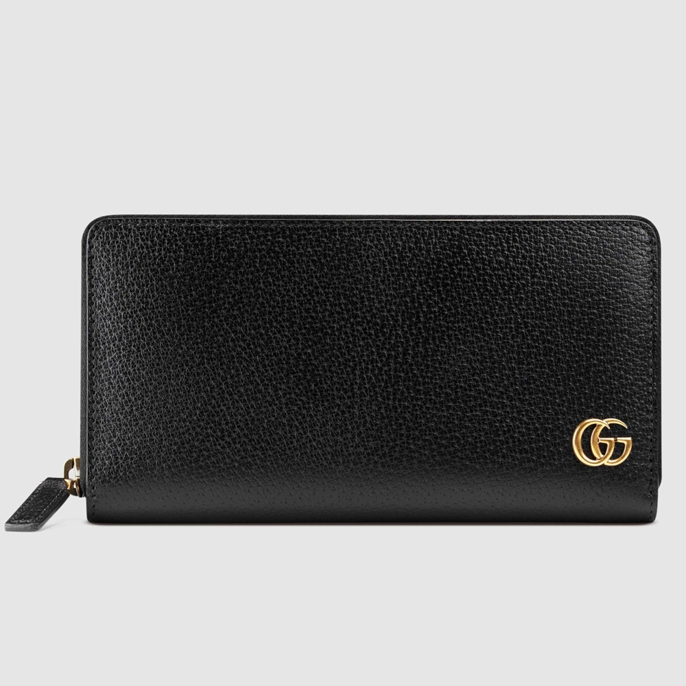 Gucci GG Marmont Zip Around Wallet In Black Leather GGBS10942