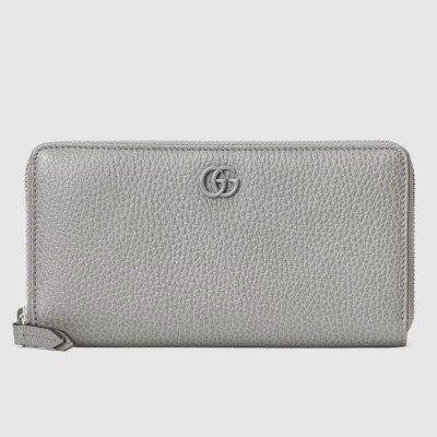 Gucci GG Marmont Zip Around Wallet In Grey Calfskin GGBS10947