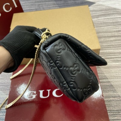 Gucci GG Milano Mini Top Handle Bag in Black GG Puffy Leather GGBS10858