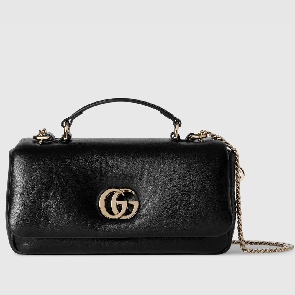 Gucci GG Milano Mini Top Handle Bag in Black Puffy Leather GGBS10859