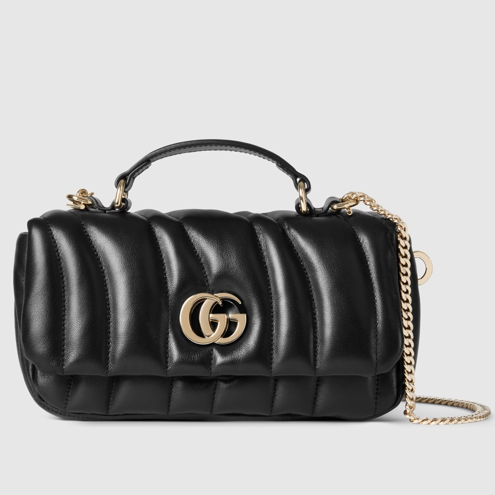 Gucci GG Milano Mini Top Handle Bag in Black Puffy Quilted Leather GGBS10860