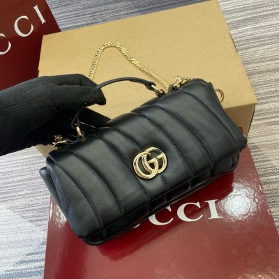 Gucci GG Milano Mini Top Handle Bag in Black Puffy Quilted Leather GGBS10860