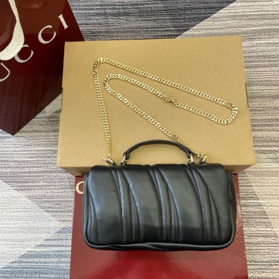 Gucci GG Milano Mini Top Handle Bag in Black Puffy Quilted Leather GGBS10860