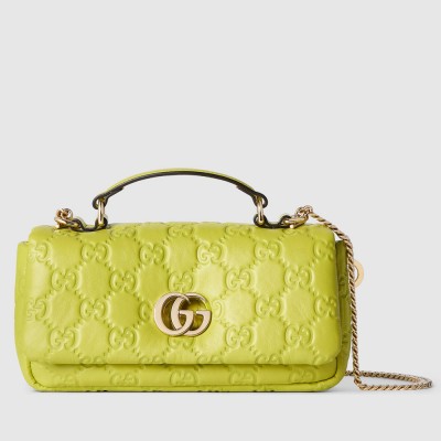 Gucci GG Milano Mini Top Handle Bag in Bright Green GG Puffy Leather GGBS10862