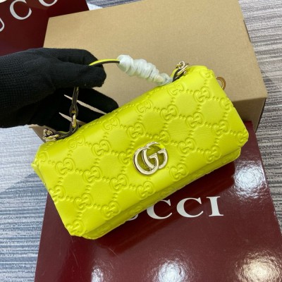 Gucci GG Milano Mini Top Handle Bag in Bright Green GG Puffy Leather GGBS10862