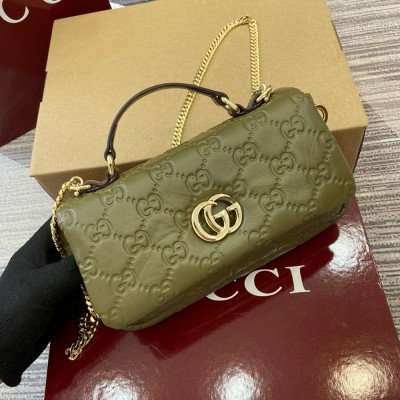 Gucci GG Milano Mini Top Handle Bag in Green GG Puffy Leather GGBS10863