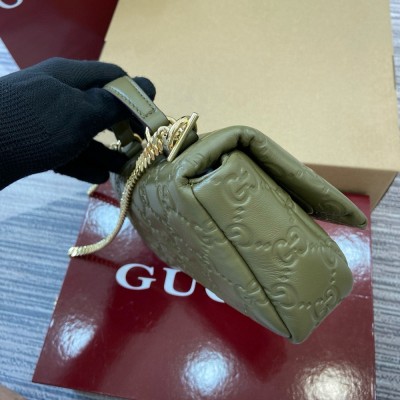 Gucci GG Milano Mini Top Handle Bag in Green GG Puffy Leather GGBS10863