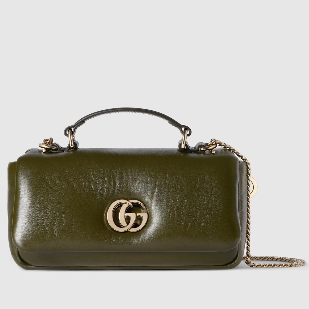 Gucci GG Milano Mini Top Handle Bag in Green Puffy Leather GGBS10864