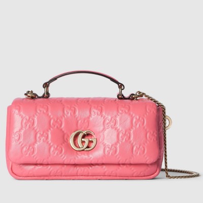 Gucci GG Milano Mini Top Handle Bag in Pink GG Puffy Leather GGBS10865