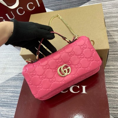 Gucci GG Milano Mini Top Handle Bag in Pink GG Puffy Leather GGBS10865