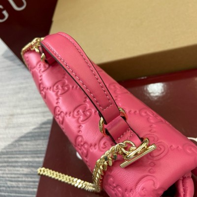 Gucci GG Milano Mini Top Handle Bag in Pink GG Puffy Leather GGBS10865