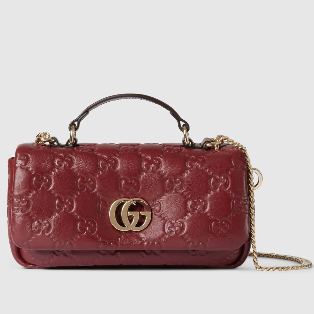 Gucci GG Milano Mini Top Handle Bag in Red GG Puffy Leather GGBS10866