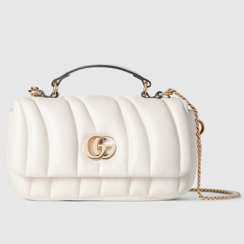 Gucci GG Milano Mini Top Handle Bag in White Puffy Quilted Leather GGBS10868