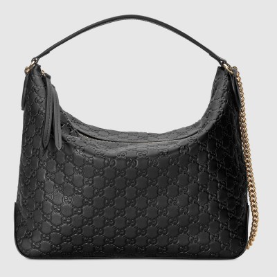 Gucci Hobo Bag In Black Guccissima Signature Leather GGBS10850