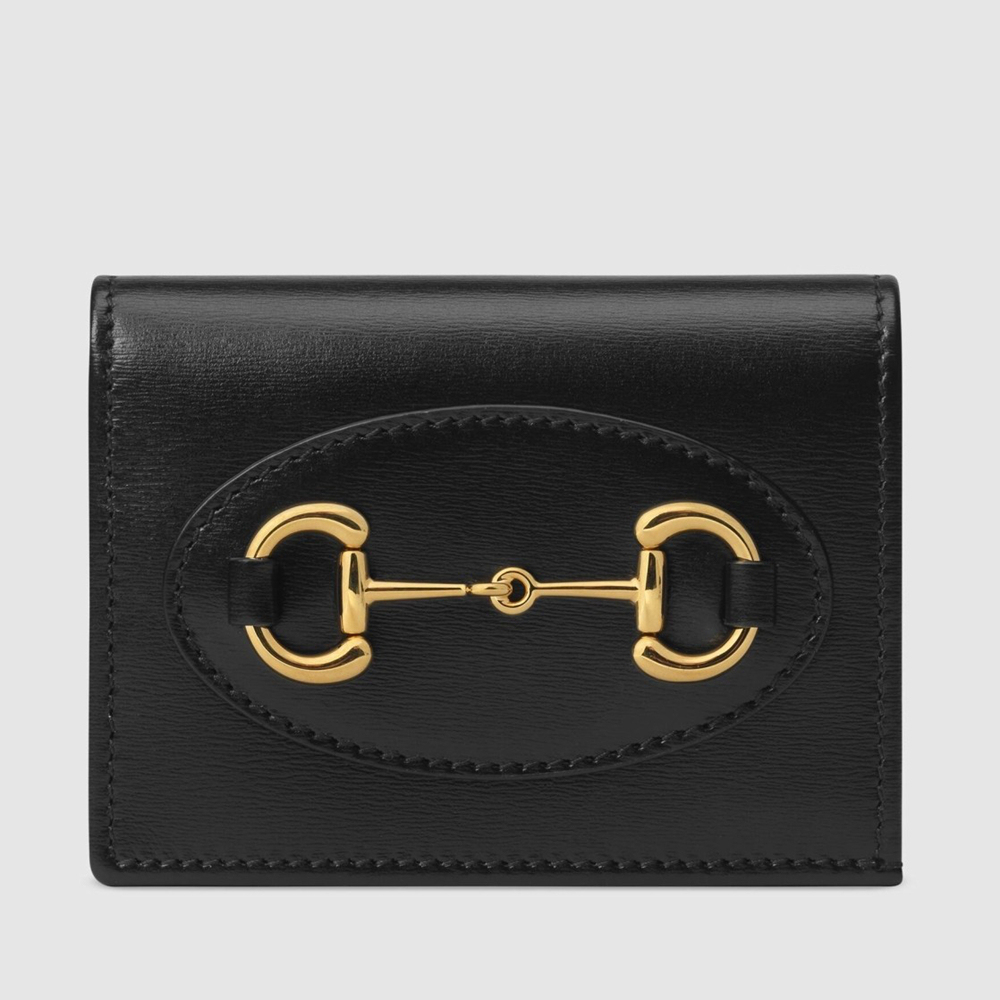 Gucci Horsebit 1955 Card Case Wallet in Black Calfskin GGBS10999