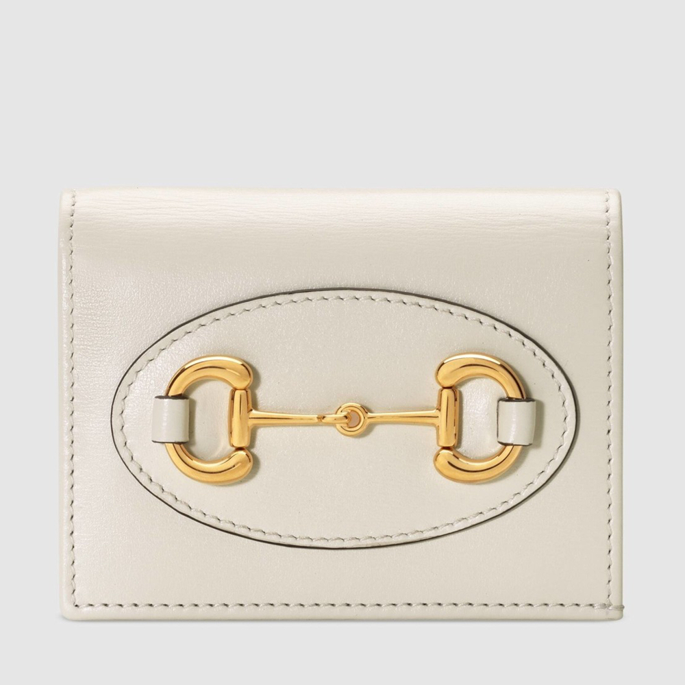 Gucci Horsebit 1955 Card Case Wallet in White Calfskin GGBS11002