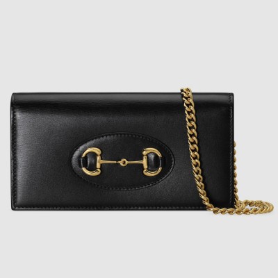 Gucci Horsebit 1955 Chain Wallet in Black Calfskin GGBS11003