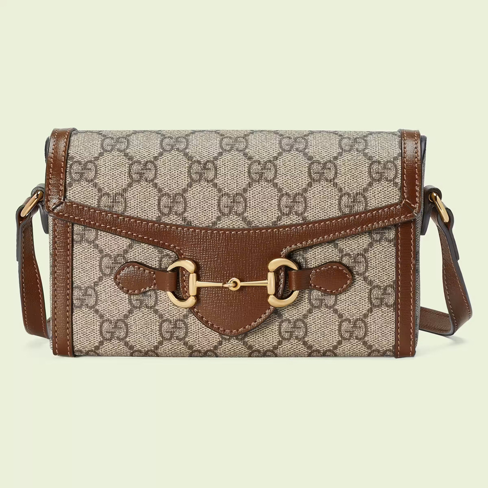 Gucci Horsebit 1955 Mini Bag in Beige GG Supreme Canvas GGBS10446