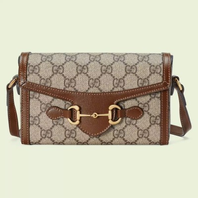 Gucci Horsebit 1955 Mini Bag in Beige GG Supreme Canvas GGBS10446