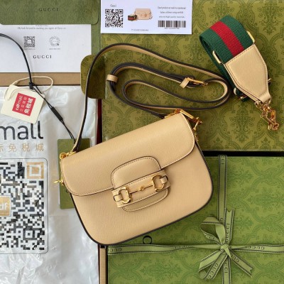 Gucci Horsebit 1955 Mini Bag in Beige Leather GGBS10476