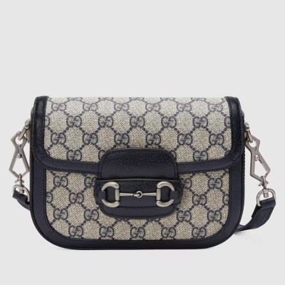 Gucci Horsebit 1955 Mini Bag in Blue GG Canvas GGBS10479