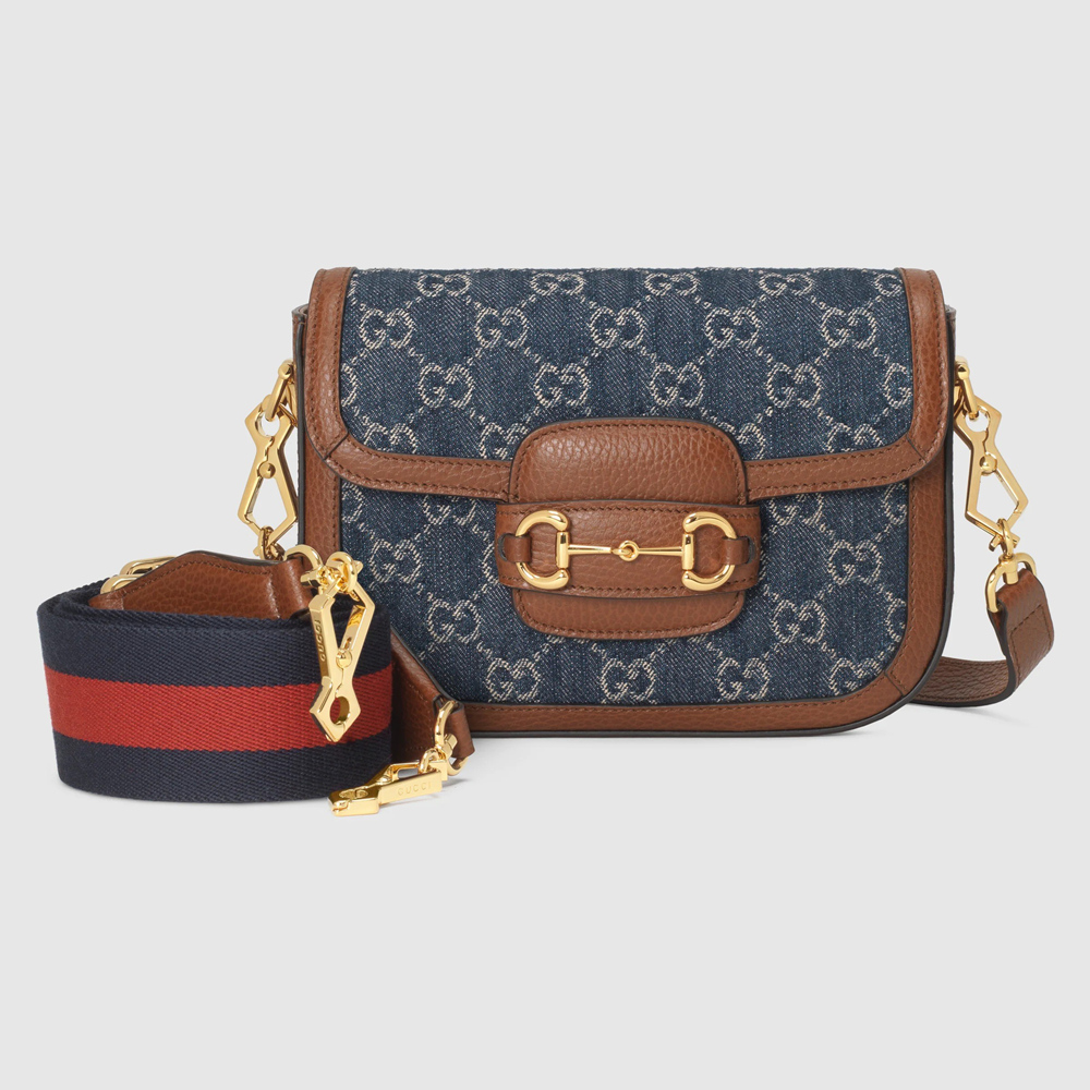 Gucci Horsebit 1955 Mini Bag in GG Jacquard Denim GGBS10486