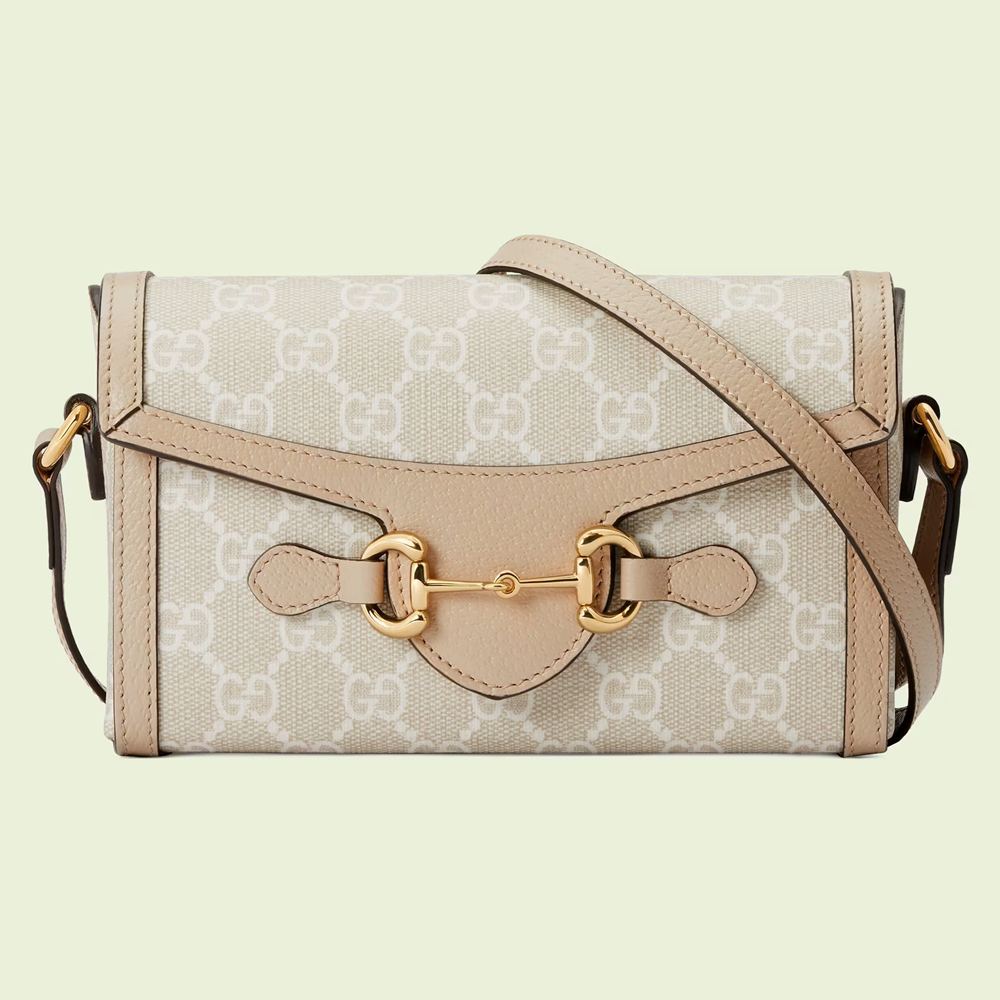 Gucci Horsebit 1955 Mini Bag in White GG Canvas GGBS10488