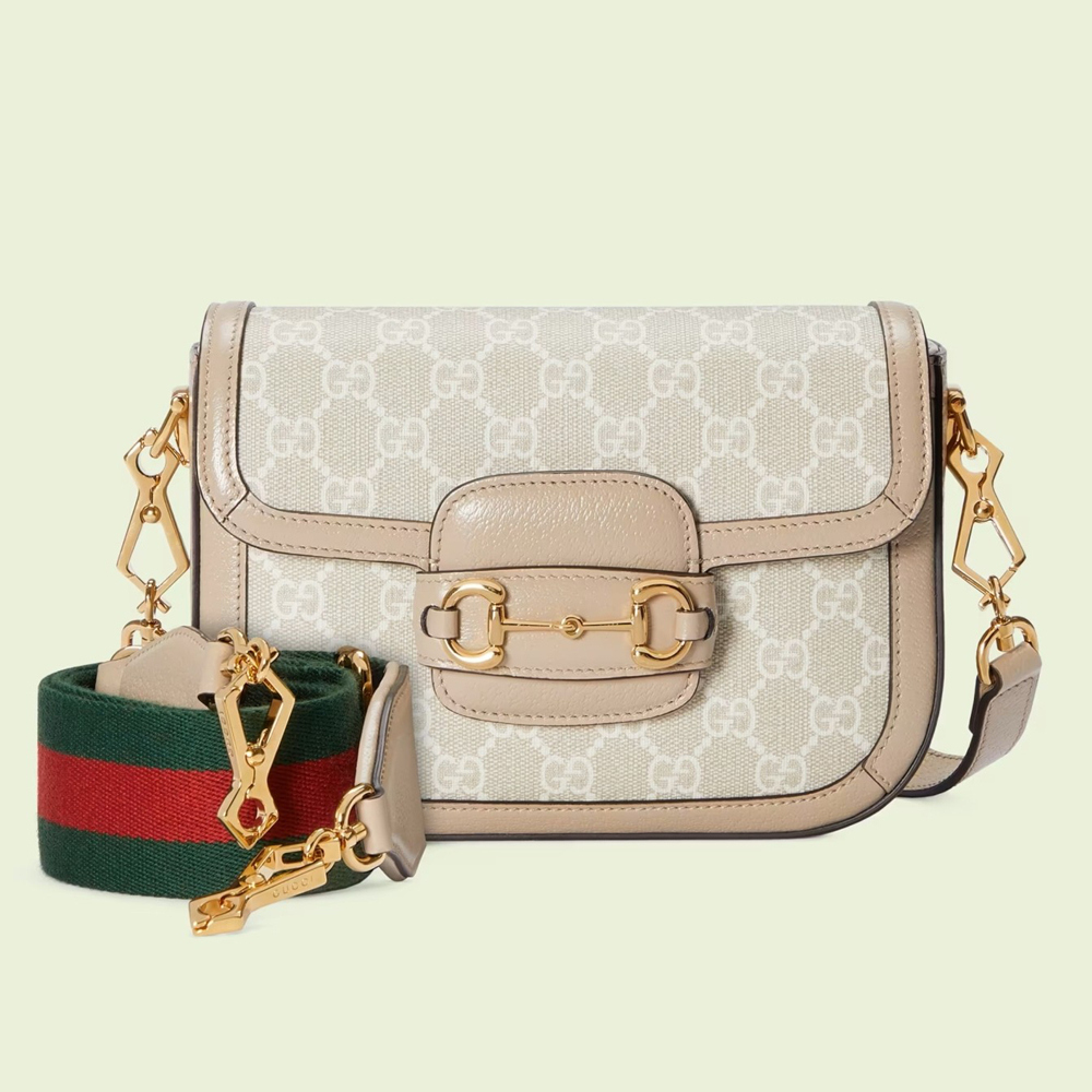 Gucci Horsebit 1955 Mini Bag in White GG Supreme Canvas GGBS10448