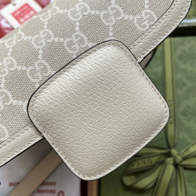 Gucci Horsebit 1955 Mini Bag in White GG Supreme Canvas GGBS10448