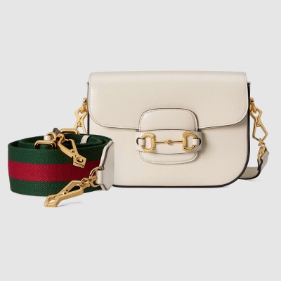 Gucci Horsebit 1955 Mini Bag in White Leather GGBS10489