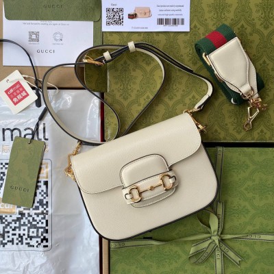 Gucci Horsebit 1955 Mini Bag in White Leather GGBS10489