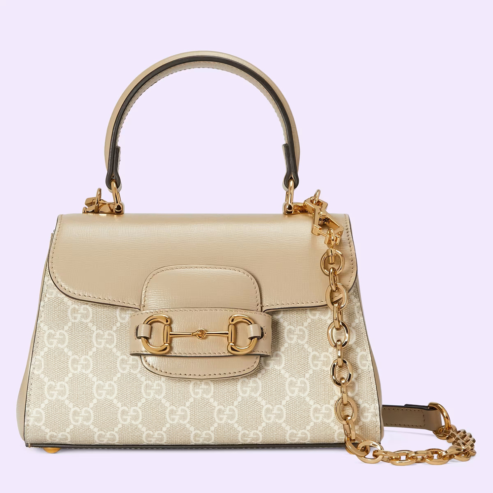 Gucci Horsebit 1955 Mini Handbag in White GG Supreme Canvas GGBS10450