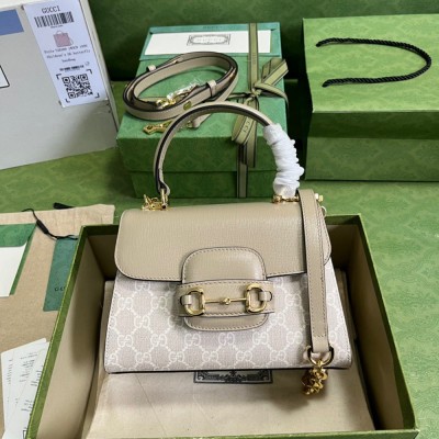 Gucci Horsebit 1955 Mini Handbag in White GG Supreme Canvas GGBS10450