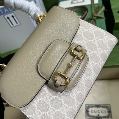 Gucci Horsebit 1955 Mini Handbag in White GG Supreme Canvas GGBS10450