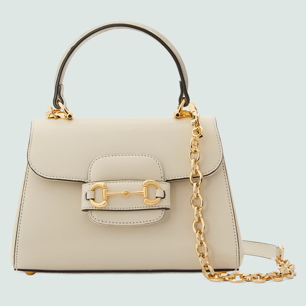 Gucci Horsebit 1955 Mini Handbag in White Leather GGBS10493