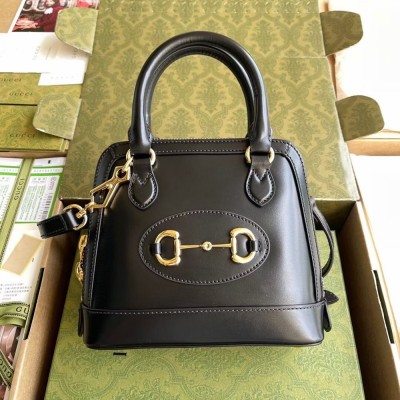 Gucci Horsebit 1955 Mini Top Handle Bag in Black Calfskin GGBS10498